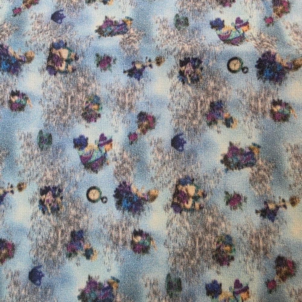 Cotton Fabric Blue Teddy Bear Teapot Novelty Print 36in x 1.5yd
